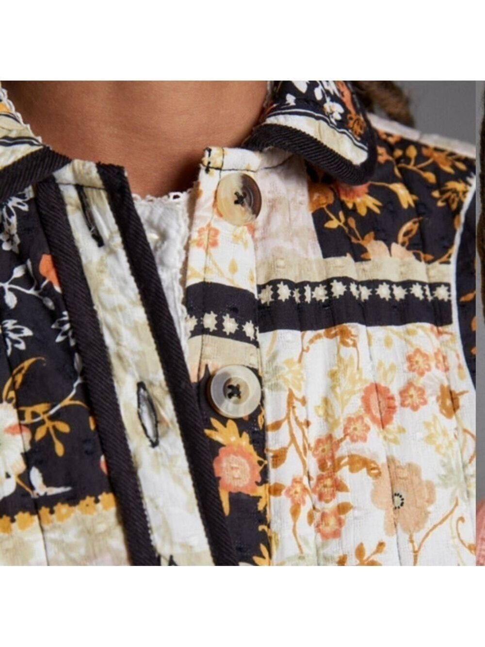 Anthropologie Jacket Patchwork Quilted Jacket Floral Boho Coat Size S - Picture 3 of 14